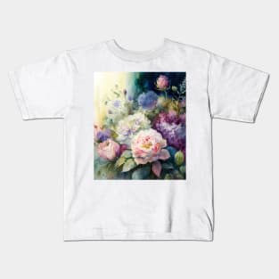 Pastel Watercolor Colorful Flowers Background Kids T-Shirt